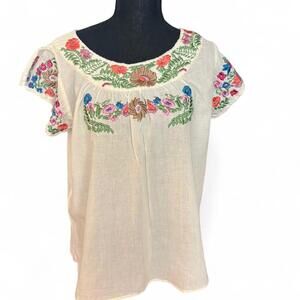Vintage embroidered blouse, 100% cotton Size Large